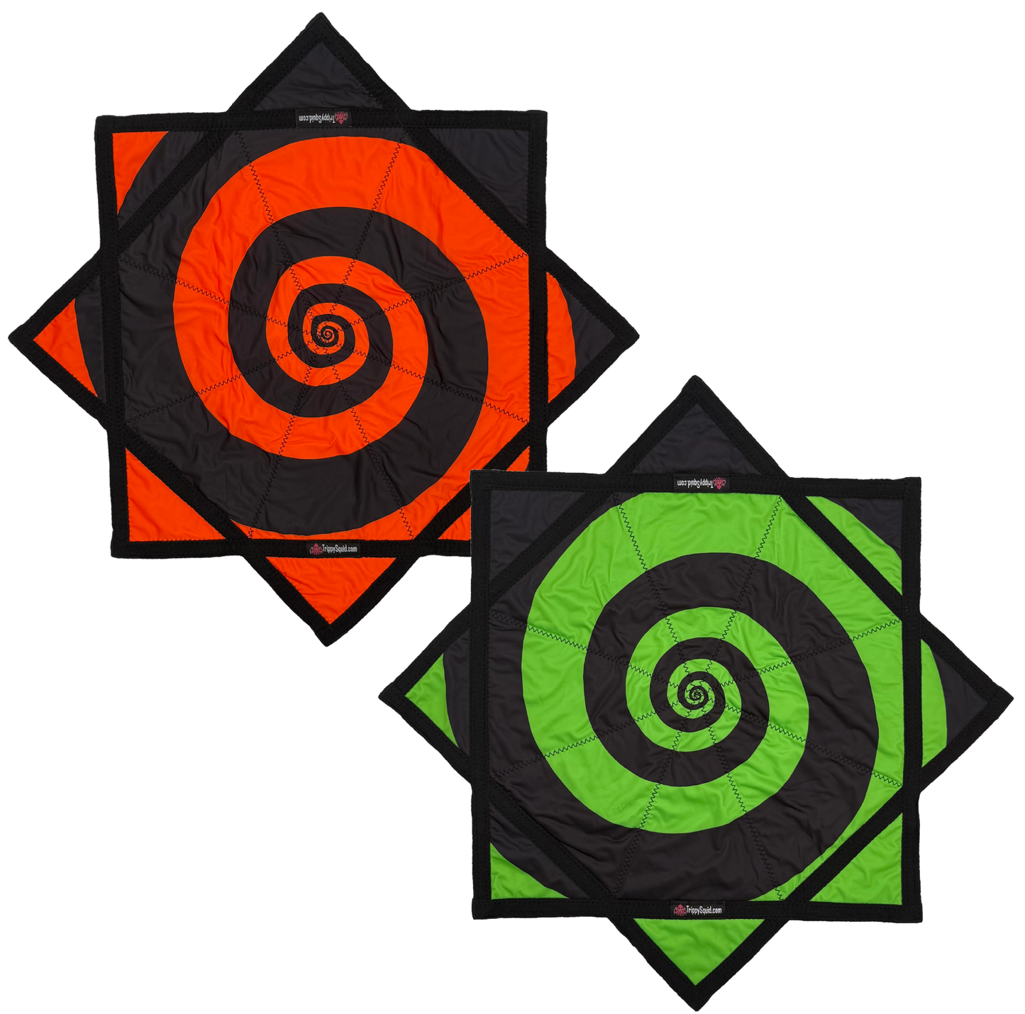 Micro.016 - Green & Orange Spiral Flowstar (UV-REACTIVE) 20"