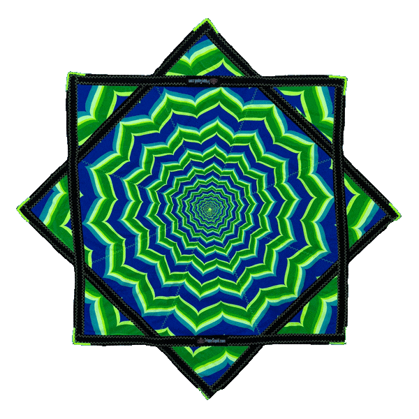 022.Mini - Neon Blue & Green Fractal Flowstar (UV-Reactive) 24"