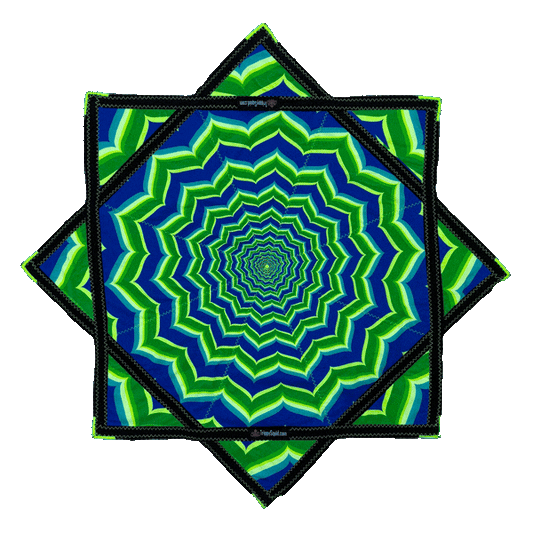 022 - Neon Blue & Green Fractal Flowstar (UV-Reactive) 26"