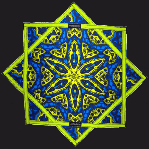 010.Mini - Blue & UV Yellow Robotic Design + 2x Sided Flow Star (UV Print & Edge) 24"