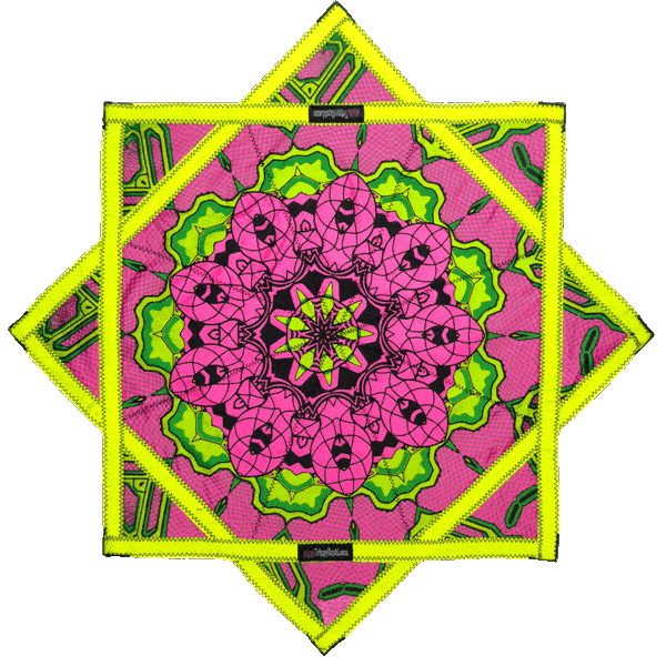 008 - Neon Yellow & Pink 2x Sided Flow Star (UV-REACTIVE Print + Edge) 26"