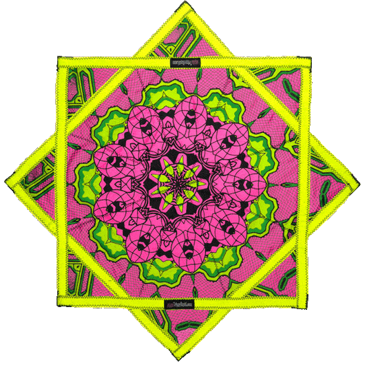 008 - Neon Yellow & Pink 2x Sided Flow Star (UV-REACTIVE Print + Edge) 26"