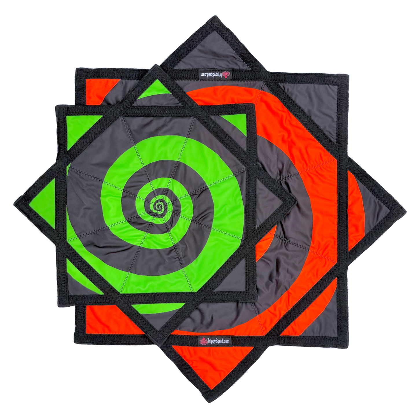 Micro.016 - Green & Orange Spiral Flowstar (UV-REACTIVE) 20"