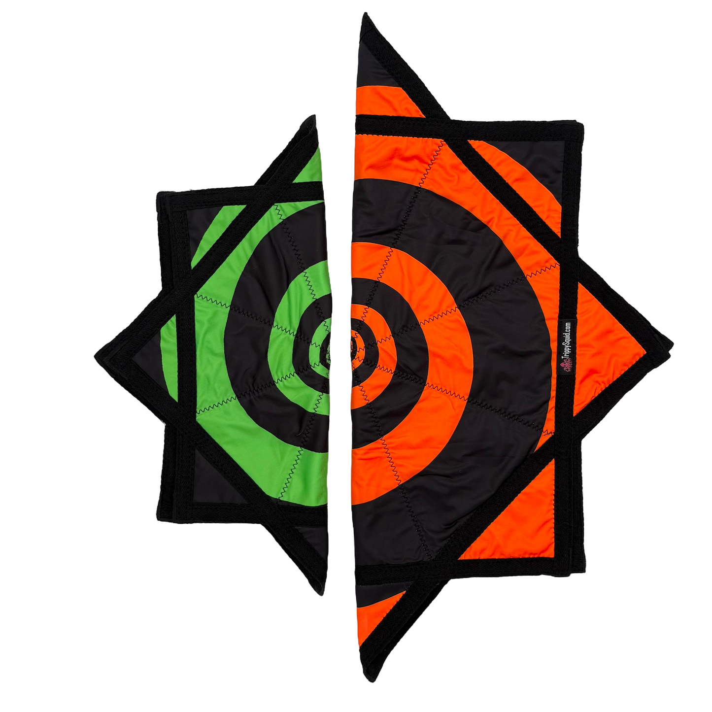 Micro.016 - Green & Orange Spiral Flowstar (UV-REACTIVE) 20"
