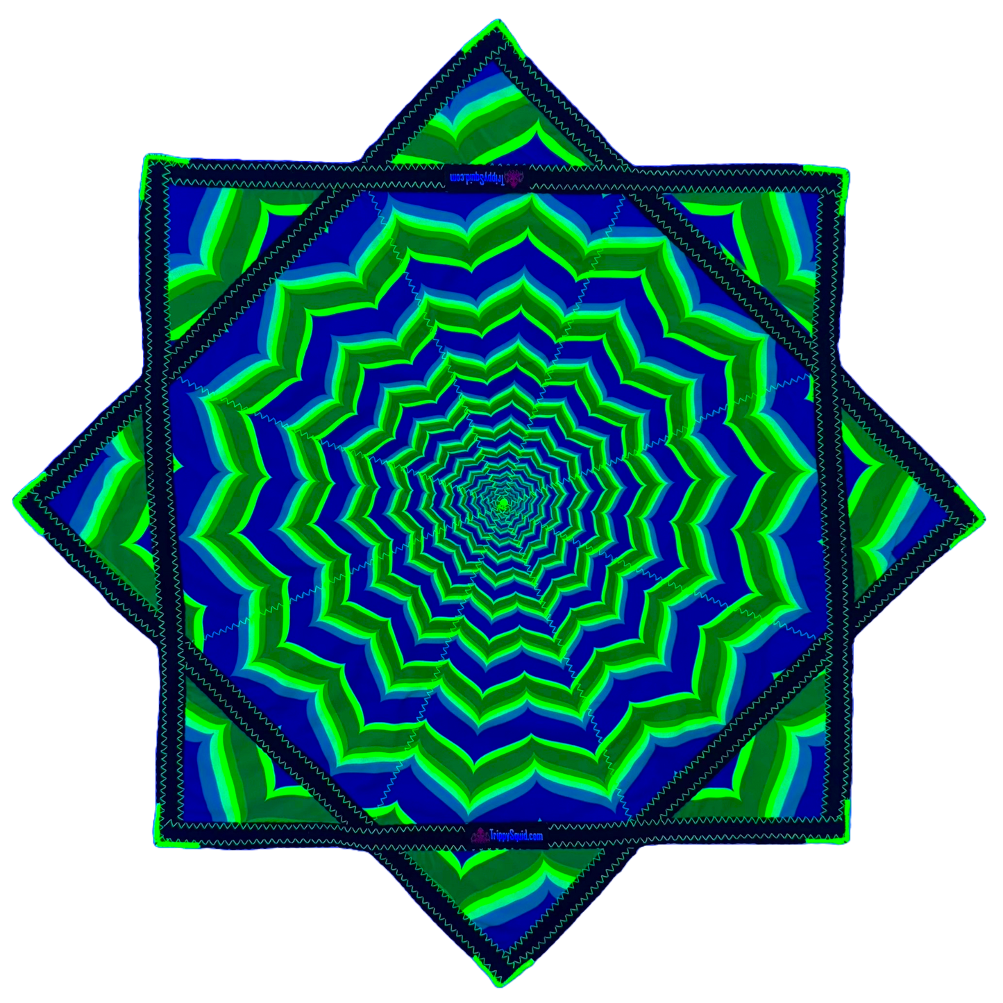 022.Mini - Neon Blue & Green Fractal Flowstar (UV-Reactive) 24"