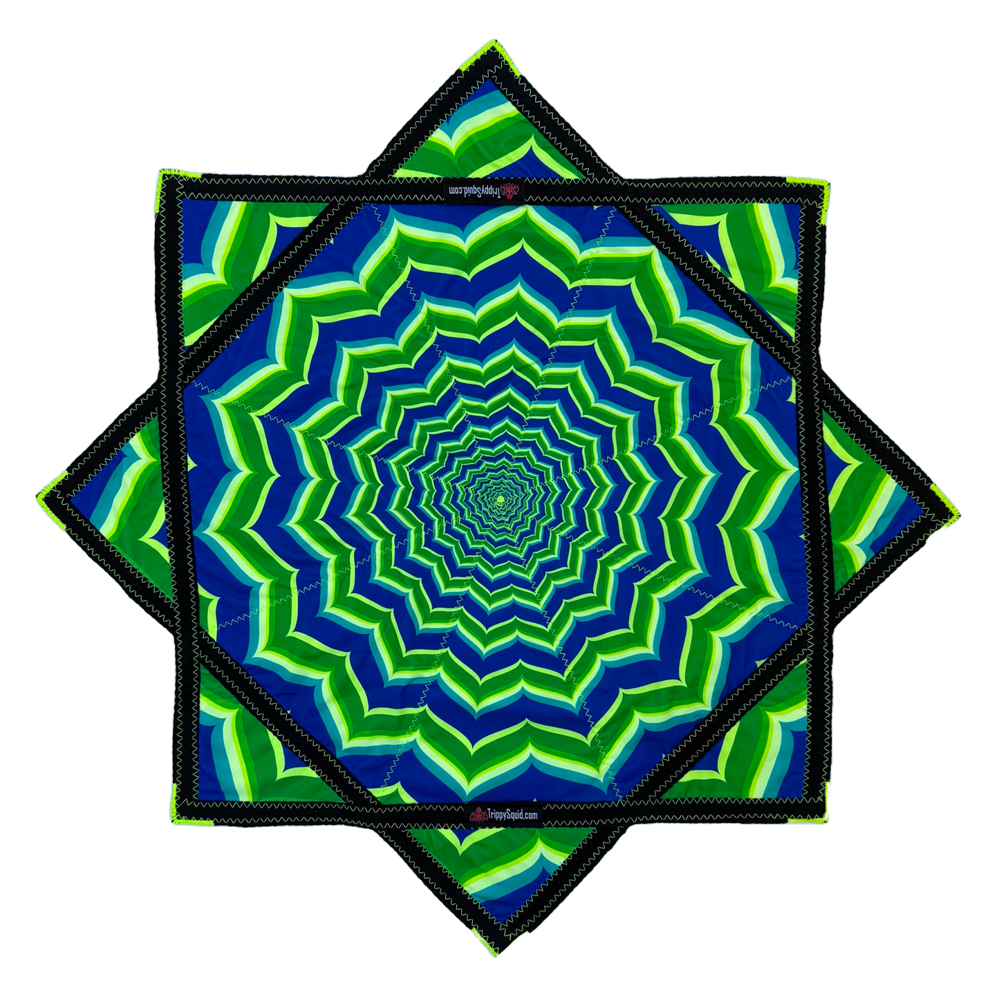022.Mini - Neon Blue & Green Fractal Flowstar (UV-Reactive) 24"