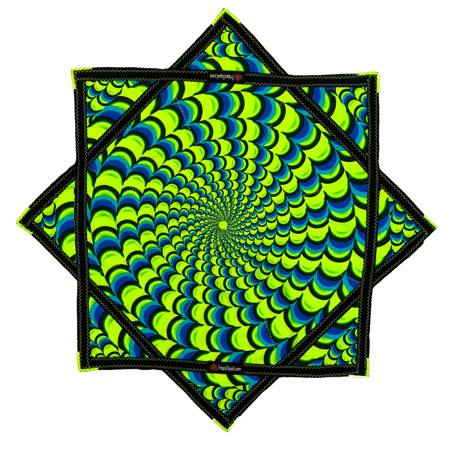 022.Mini - Neon Blue & Green Fractal Flowstar (UV-Reactive) 24"