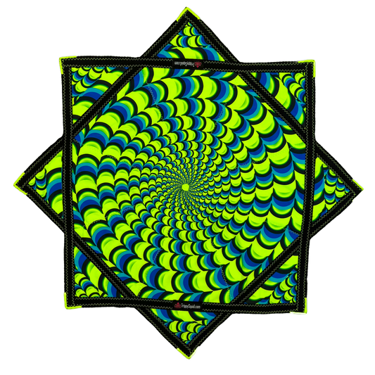 022 - Neon Blue & Green Fractal Flowstar (UV-Reactive) 26"