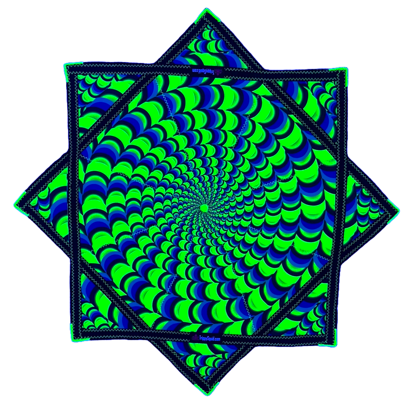 022.Mini - Neon Blue & Green Fractal Flowstar (UV-Reactive) 24"