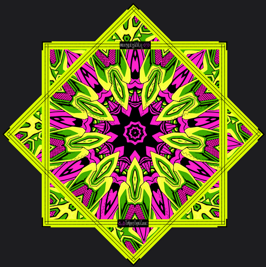 008.Mini - Neon Yellow & Pink 2x Sided Flow Star (UV-REACTIVE Print + Edge) 24"