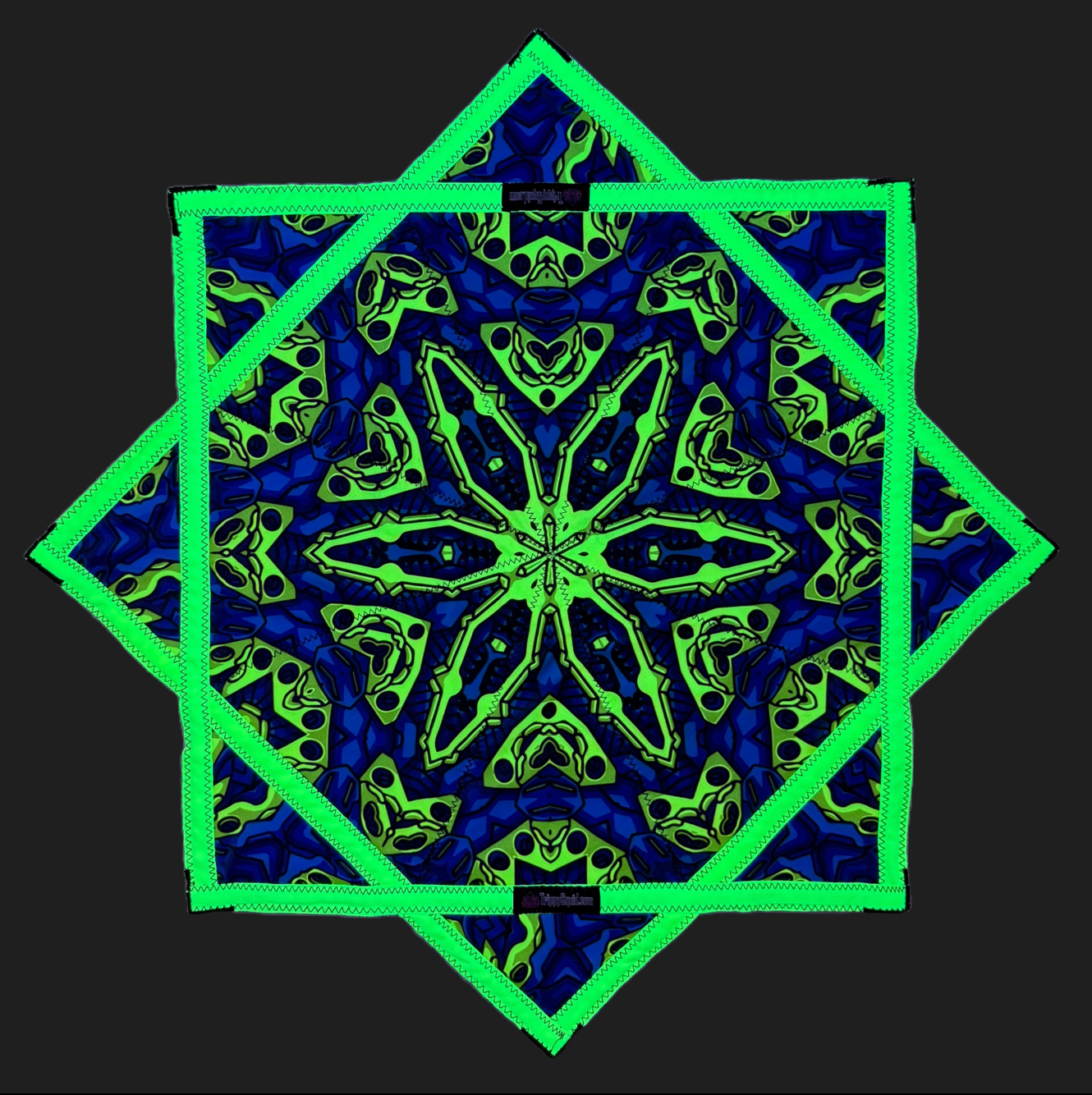 010 - Blue & UV Yellow Robotic Design + 2x Sided Flow Star (UV Print & Edge) 26"