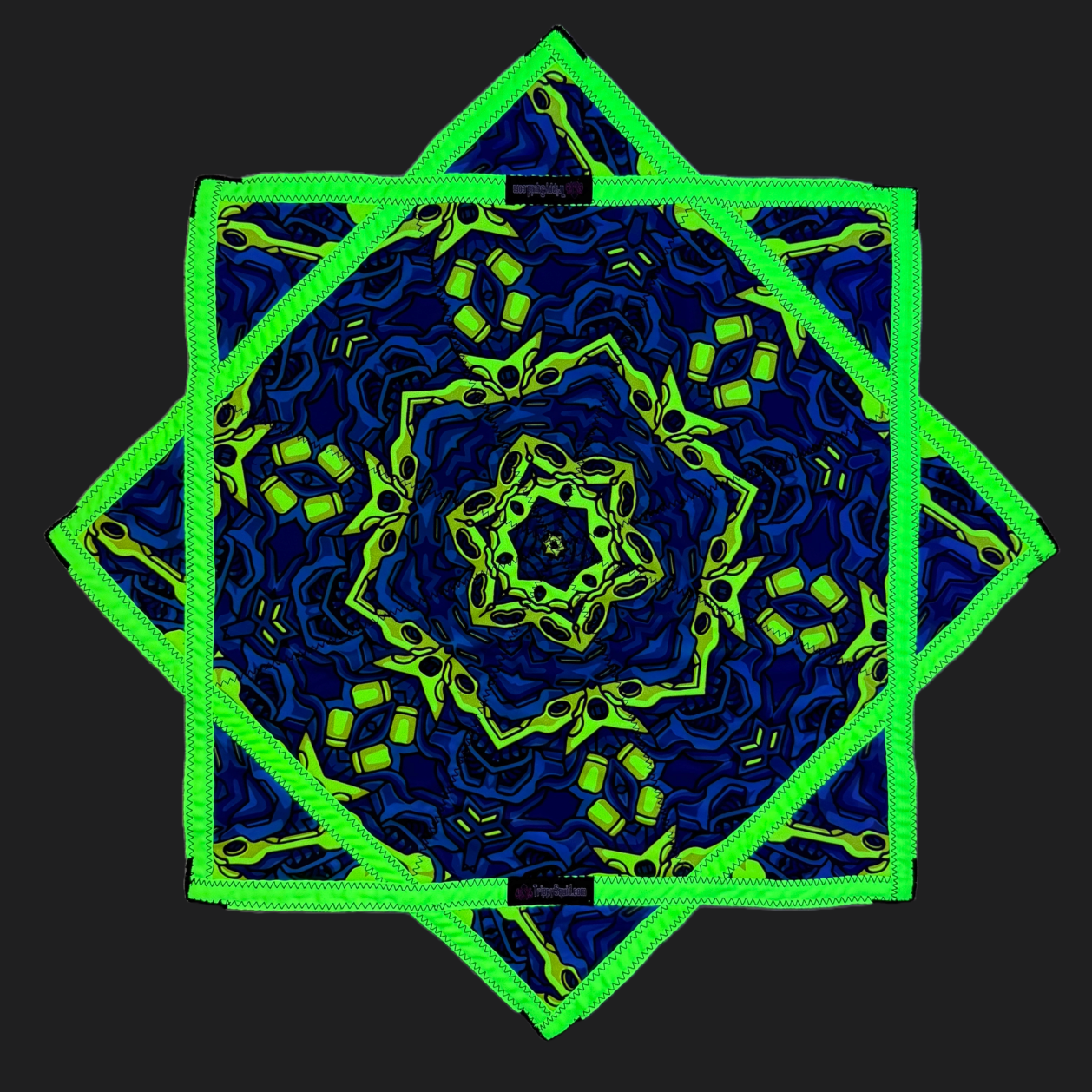 010 - Blue & UV Yellow Robotic Design + 2x Sided Flow Star (UV Print & Edge) 26"