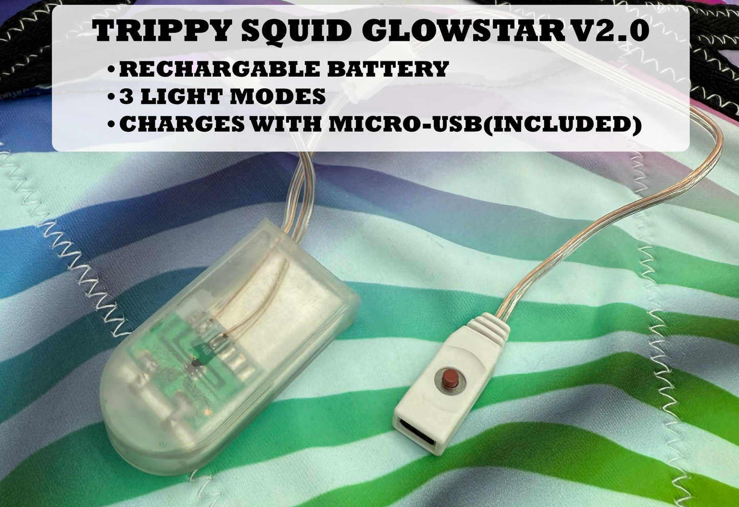 02.LED - Cosmic Spiral UV Reactive Flowstar (New Rechargeable Model!)