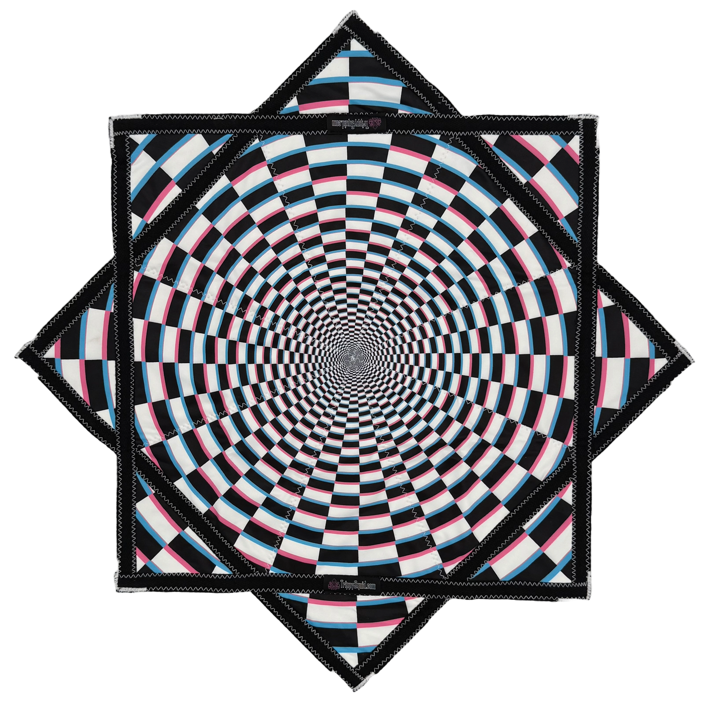 007 - Black & White Trippy Spiral + 2x Sided Flow Star (NON-UV) 26"
