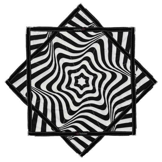 007 - Black & White Trippy Spiral + 2x Sided Flow Star (NON-UV) 26"