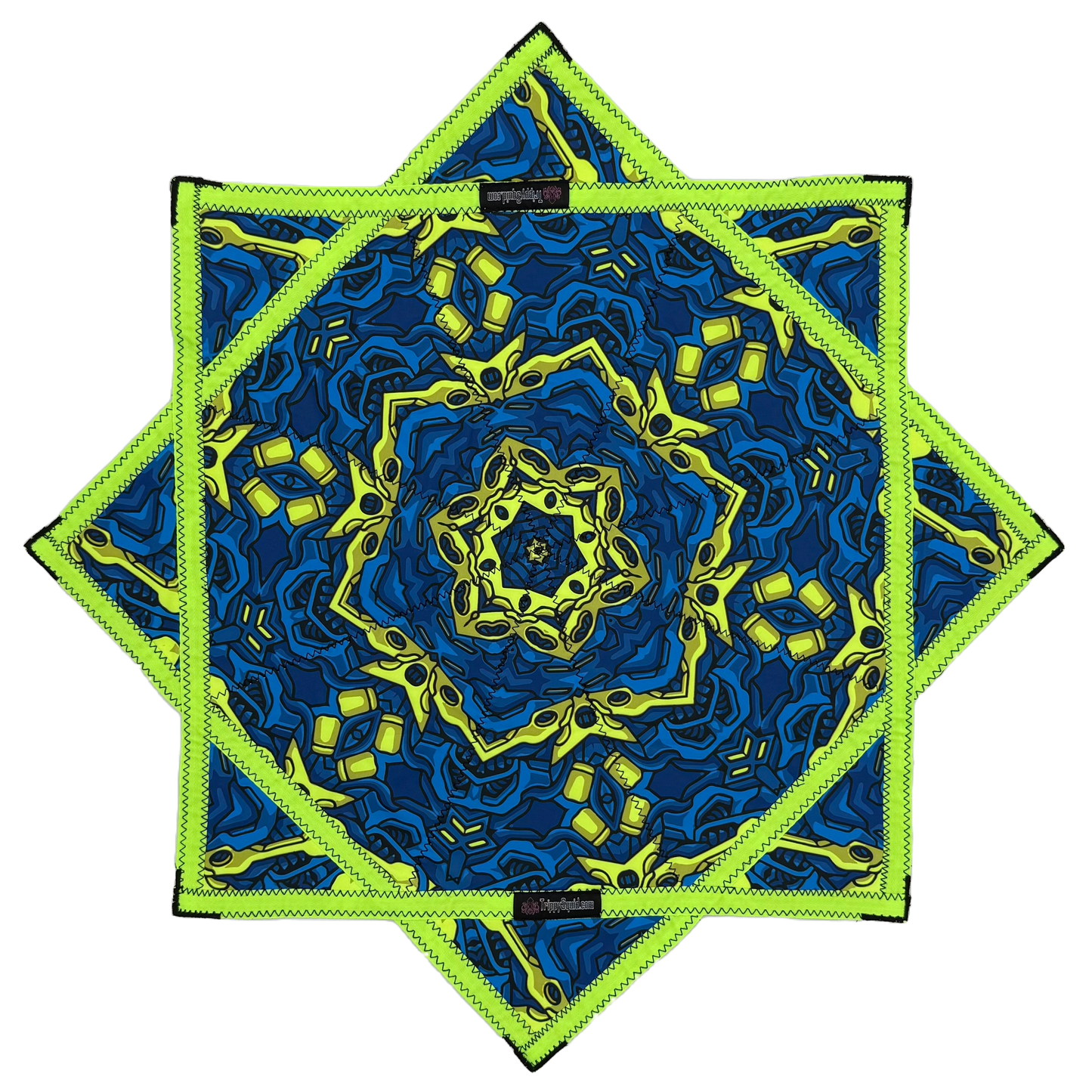 010 - Blue & UV Yellow Robotic Design + 2x Sided Flow Star (UV Print & Edge) 26"