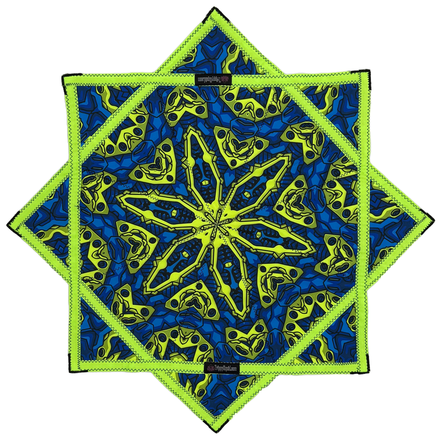 010 - Blue & UV Yellow Robotic Design + 2x Sided Flow Star (UV Print & Edge) 26"