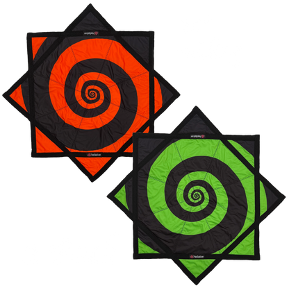 Micro.016 - Green & Orange Spiral Flowstar (UV-REACTIVE) 20"