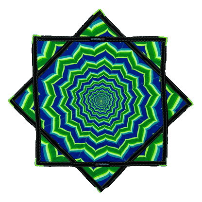 022.Mini - Neon Blue & Green Fractal Flowstar (UV-Reactive) 24"