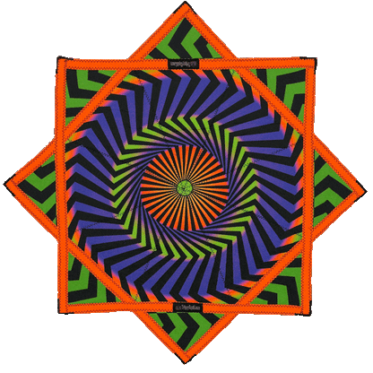 011 - Orange & Green Geometric Spiral  + 2x Sided FlowStar (UV Print & Edge)