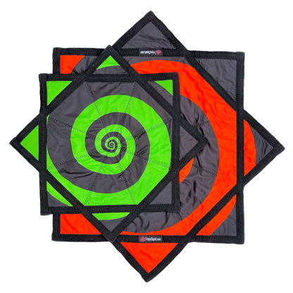 Micro.016 - Green & Orange Spiral Flowstar (UV-REACTIVE) 20"