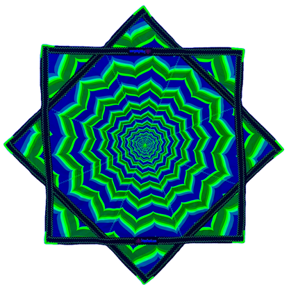 022.Mini - Neon Blue & Green Fractal Flowstar (UV-Reactive) 24"