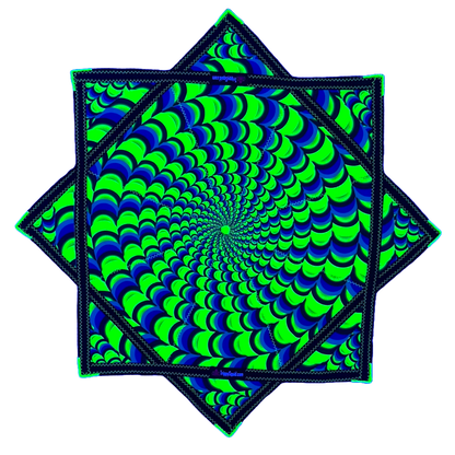 022.Mini - Neon Blue & Green Fractal Flowstar (UV-Reactive) 24"