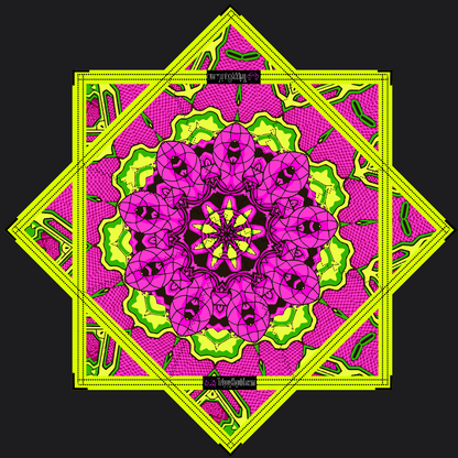008.Mini -  Neon Yellow & Pink 2x Sided Flow Star (UV-REACTIVE Print + Edge) 24"