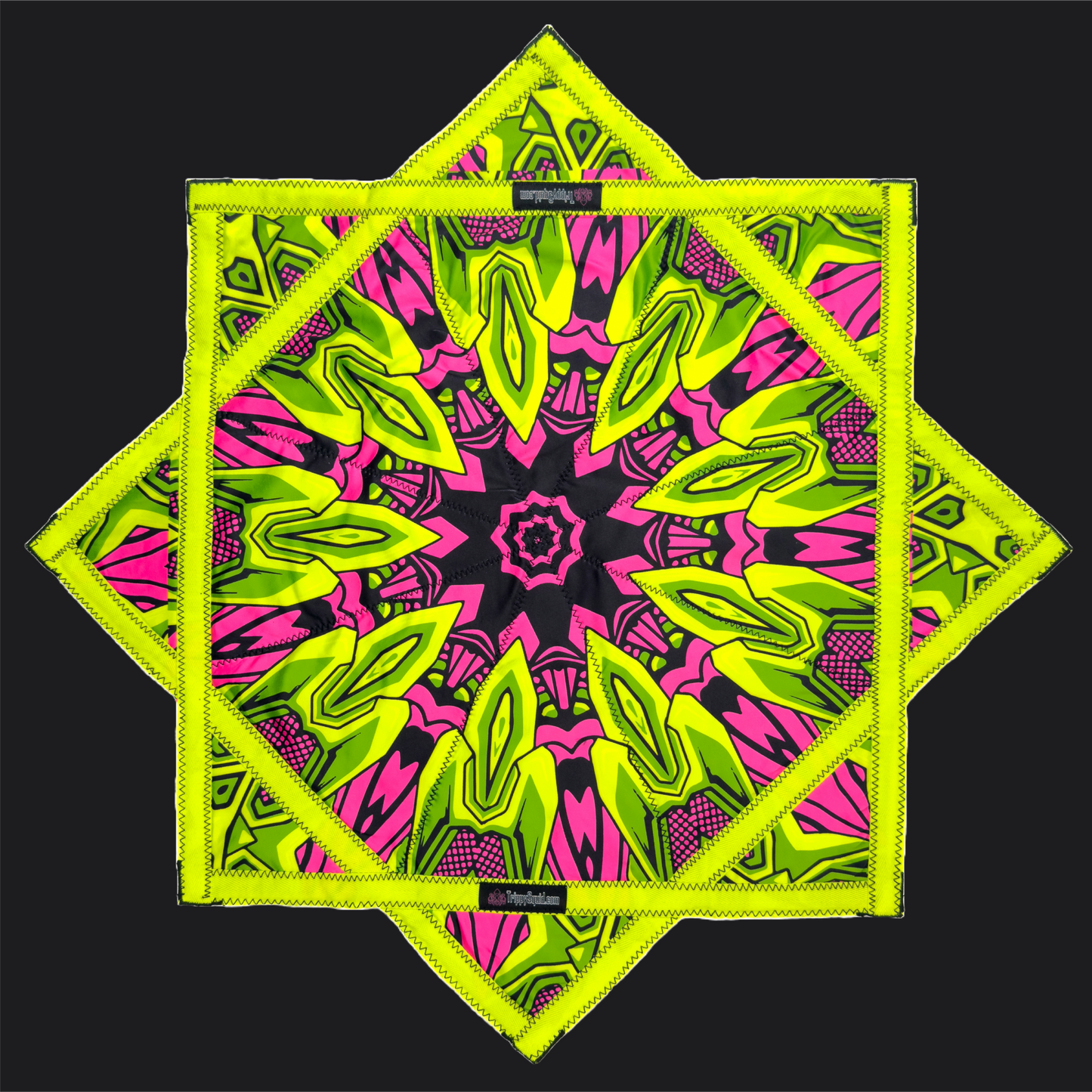 008 - Neon Yellow & Pink 2x Sided Flow Star (UV-REACTIVE Print + Edge)