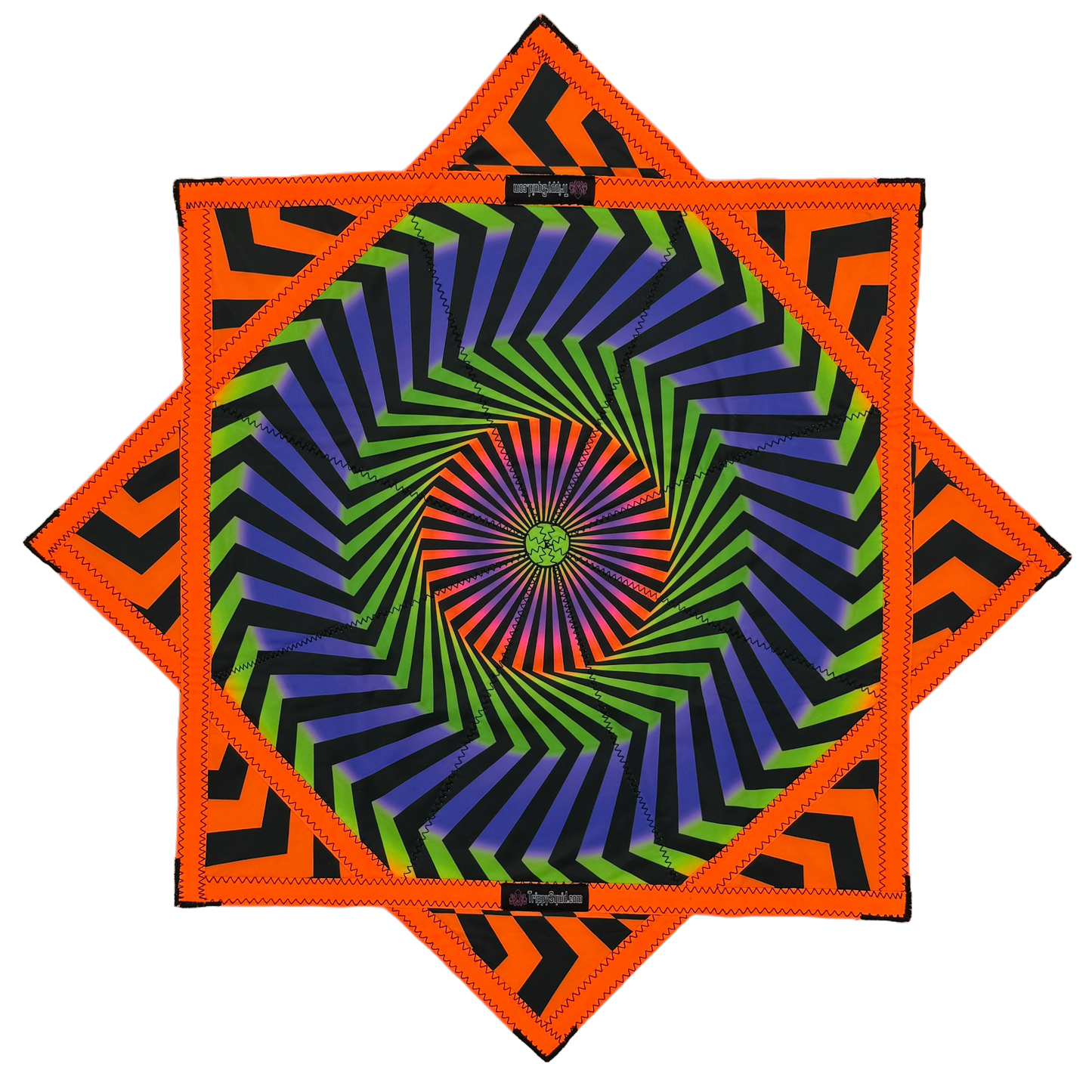 011 - Orange & Green Geometric Spiral  + 2x Sided FlowStar (UV Print & Edge)