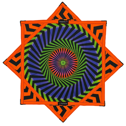 011 - Orange & Green Geometric Spiral  + 2x Sided FlowStar (UV Print & Edge)