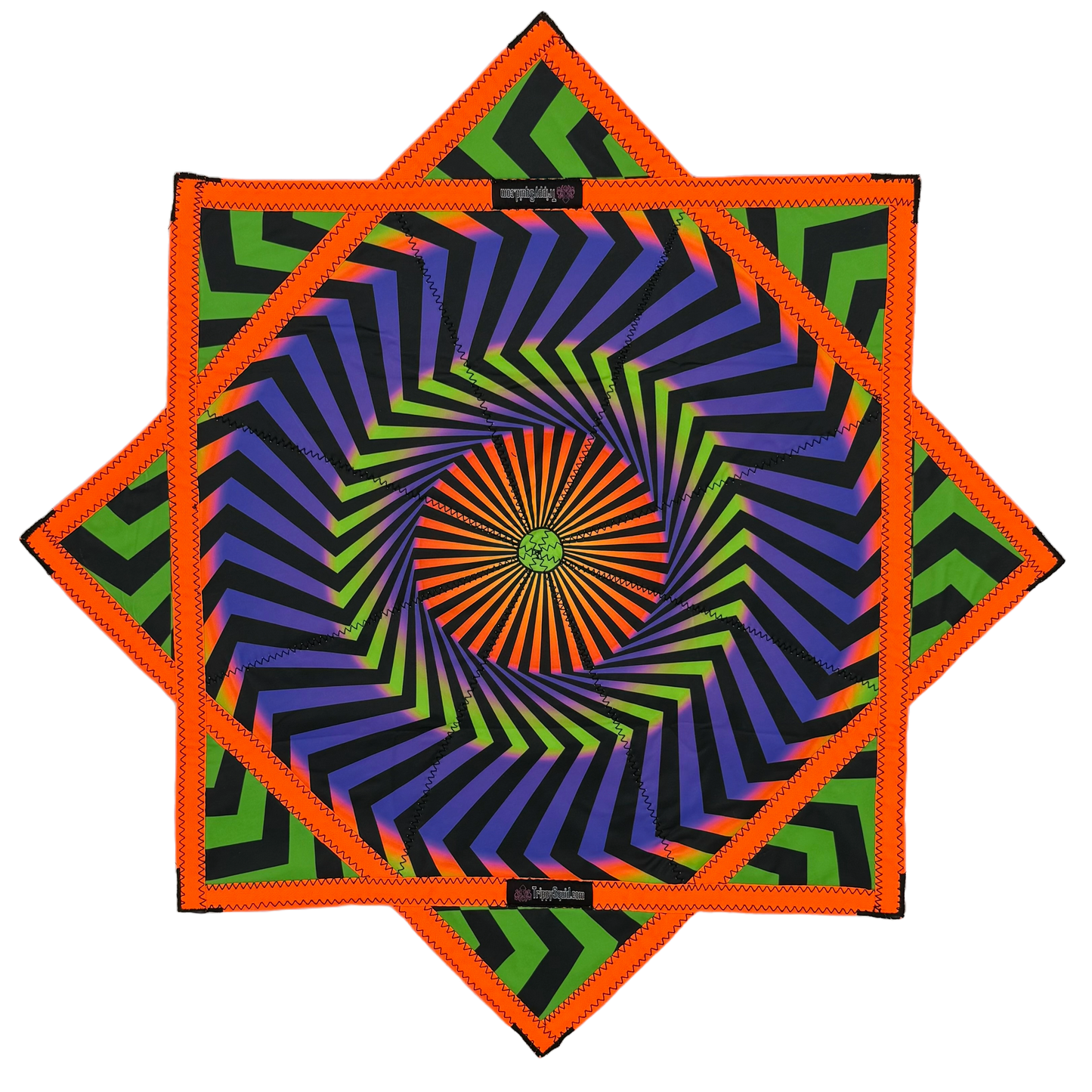 011 - Orange & Green Geometric Spiral  + 2x Sided FlowStar (UV Print & Edge)